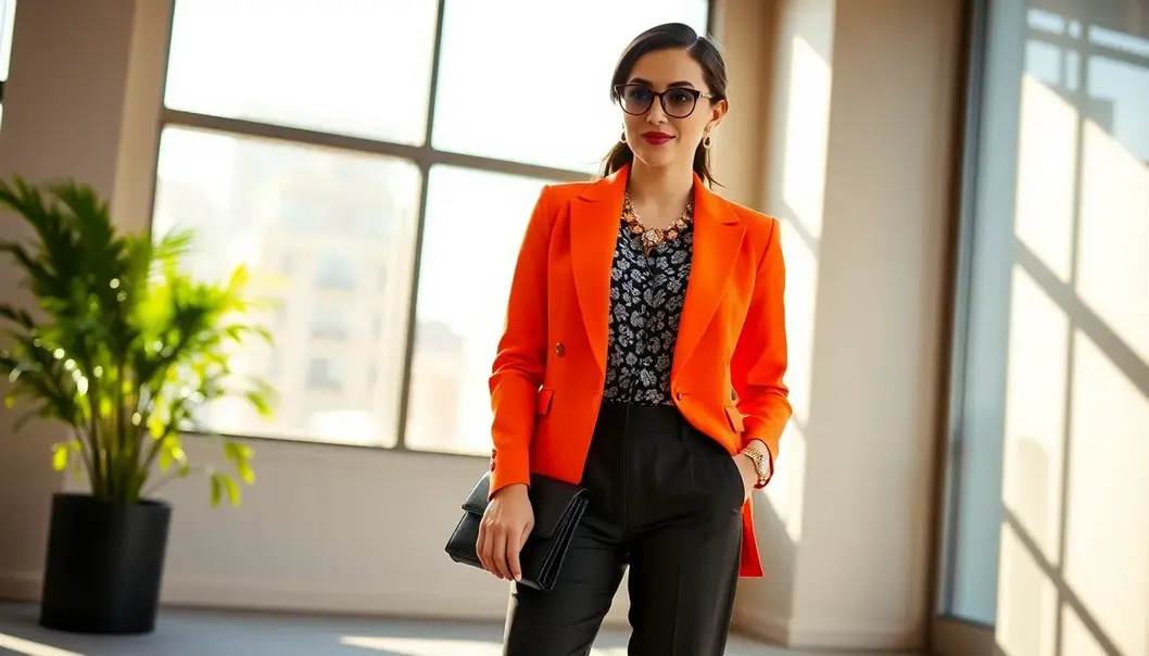 Modern office ensemble with classic pieces.