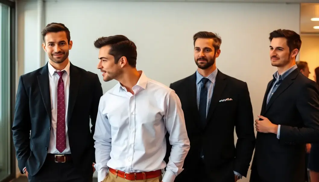 Men exploring different necklines based on body type.